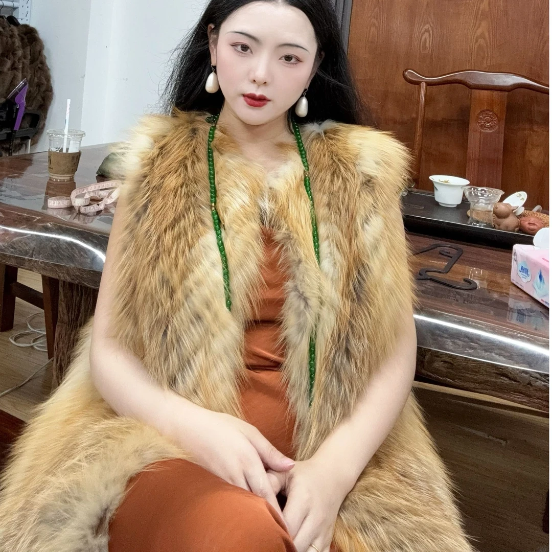 LHMknk1画报夫人高级一等品红狐狐狸毛皮草马甲
