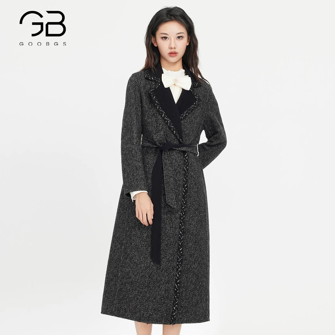 【谷邦L+】长款双面呢大衣女2024冬季新款西G3485064