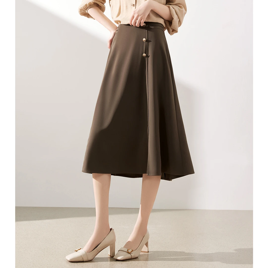 【直播】女式知性通勤纯色半身裙2025秋季知性优雅质感半身裙2338