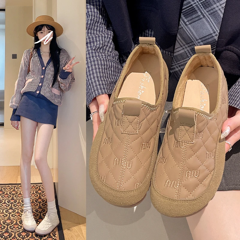 【品牌】2025冬面包保暖棉鞋韩版豆豆鞋女一脚蹬休闲鞋平底鞋9918