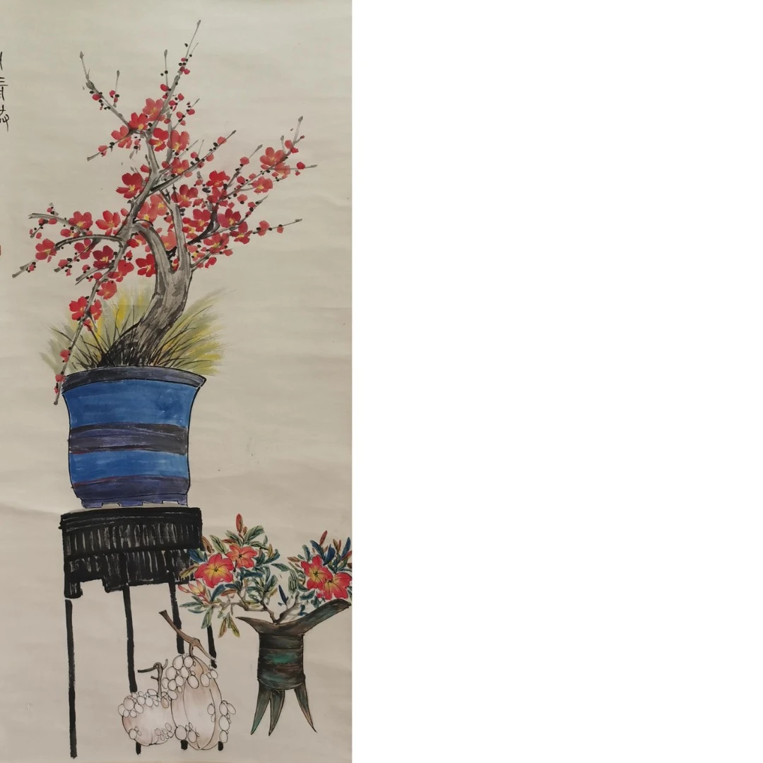 【辽拍】V240607-1-73《花卉》（4.2平尺) 纸本立轴 DD2