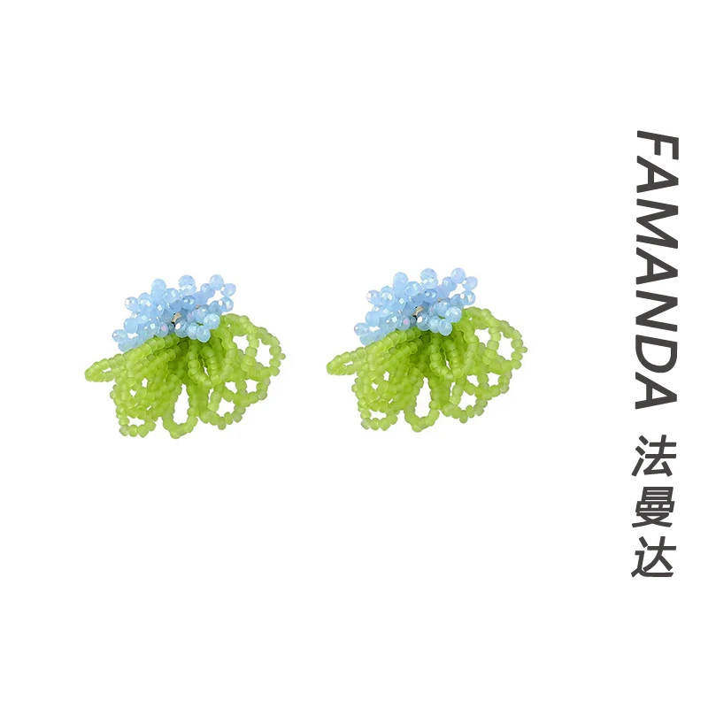 法曼达 铜合金亚克力耳饰 【清新假日】植物花卉森系甜美小清新拼色