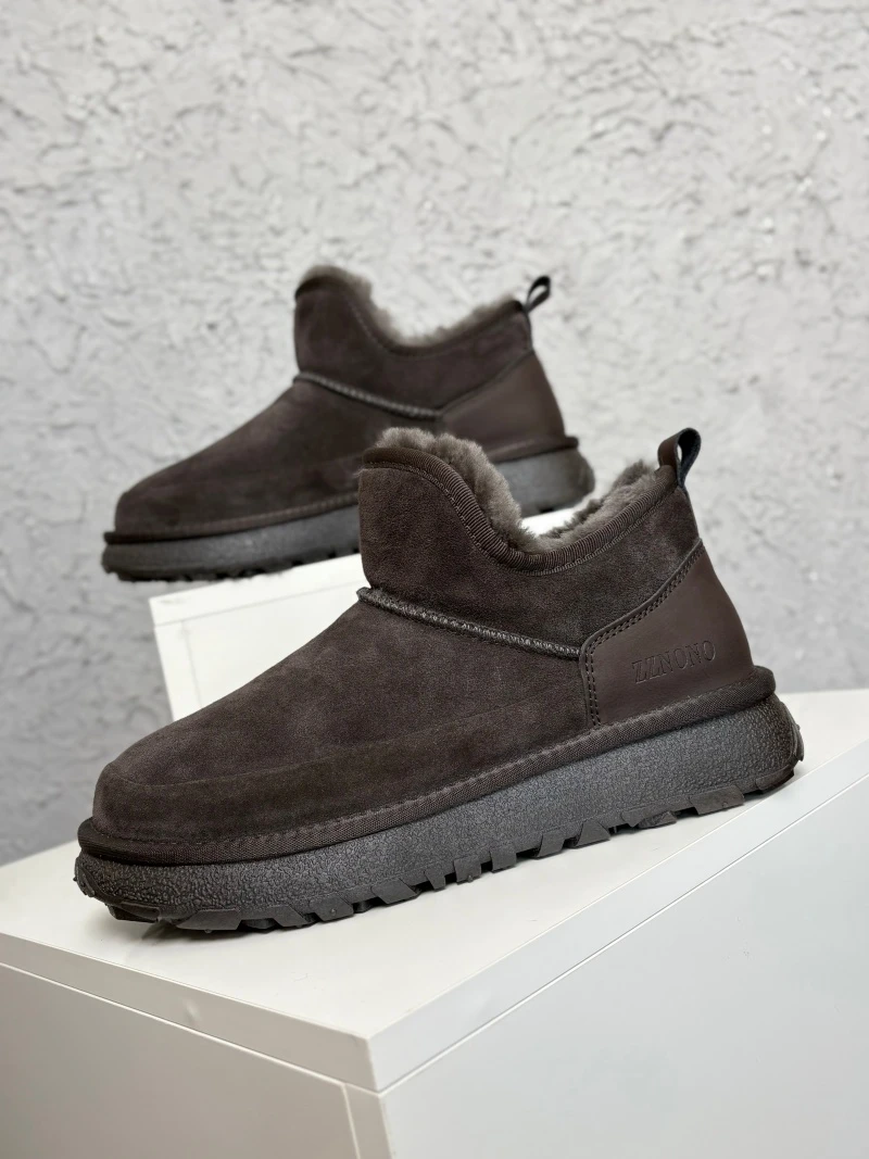 7358内里全羊毛！一脚蹬男款雪地靴牛皮厚底防滑加厚东北大棉鞋男