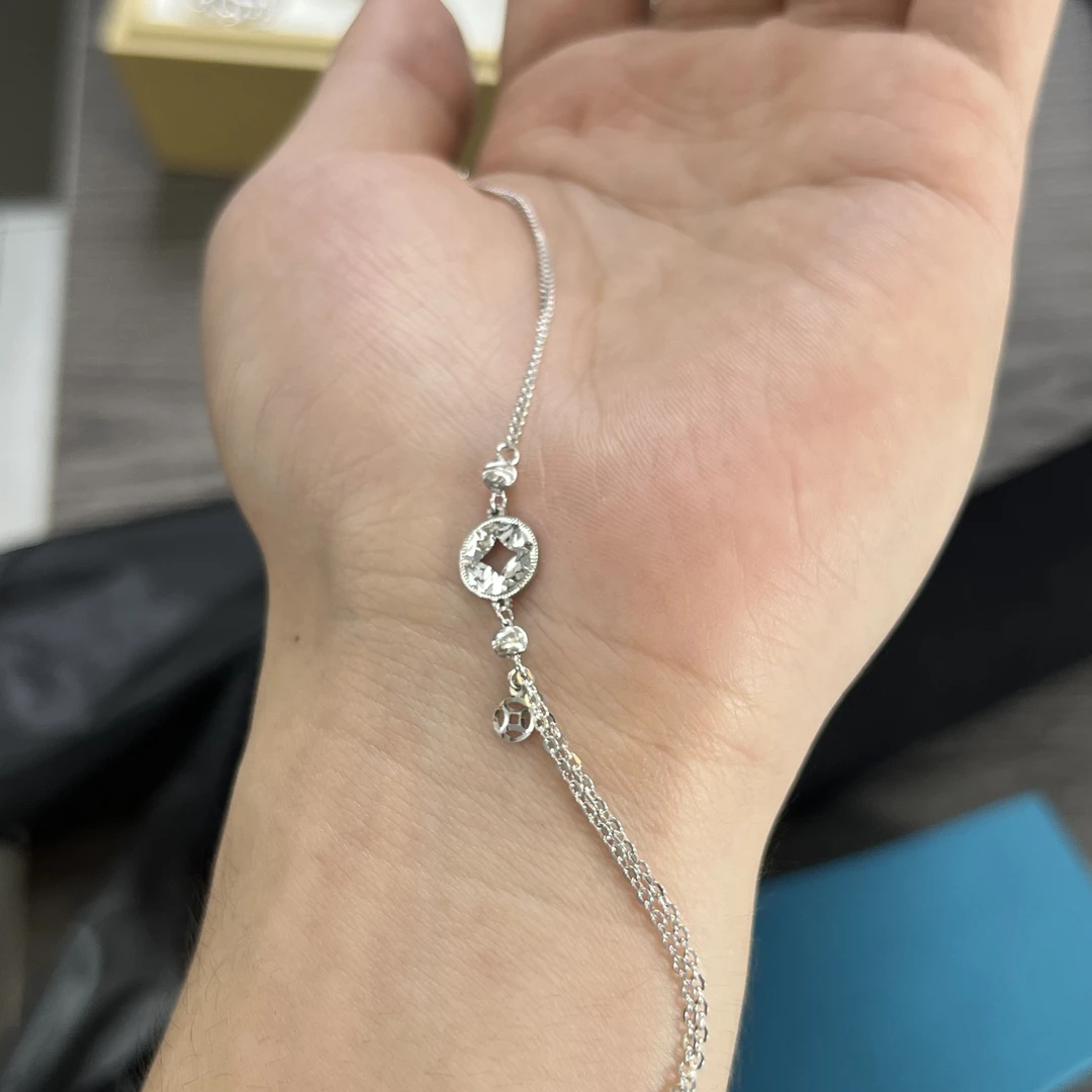铂金 PT950 钱币碎碎冰手链 时尚百搭