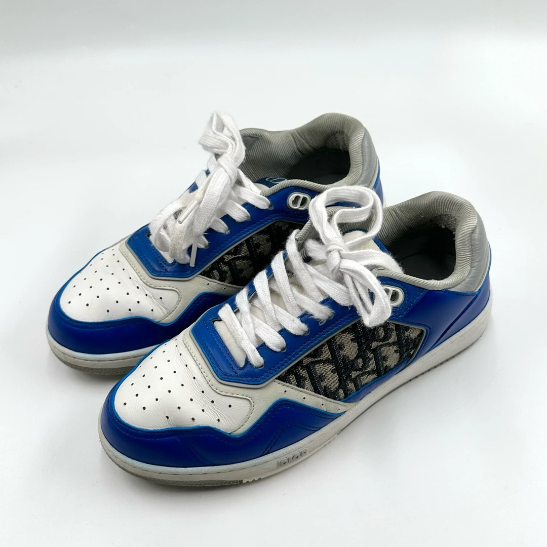 95新 DIOR/迪奥 40码/B27经典老花蓝白运动鞋/修复过/06701