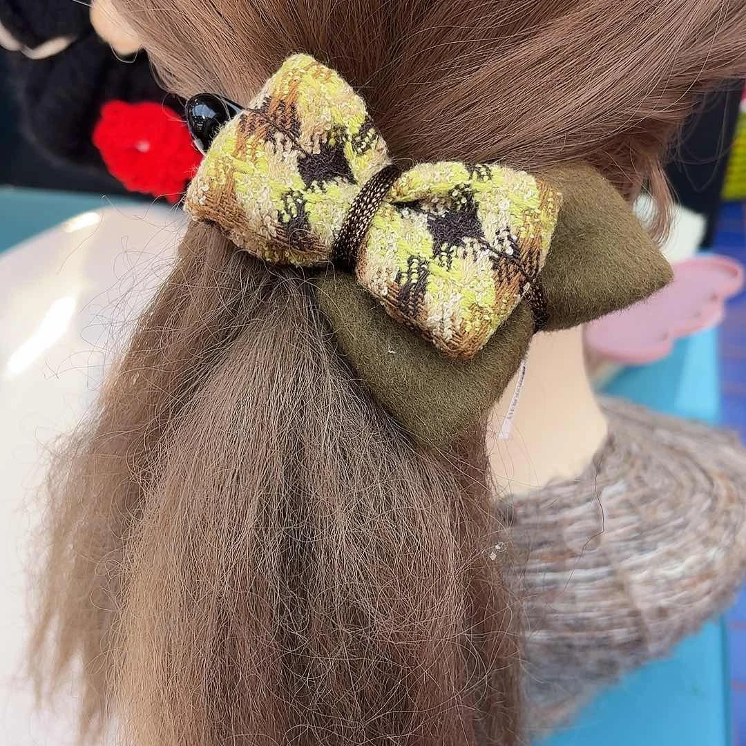 布艺非金属香蕉夹绿千鸟格