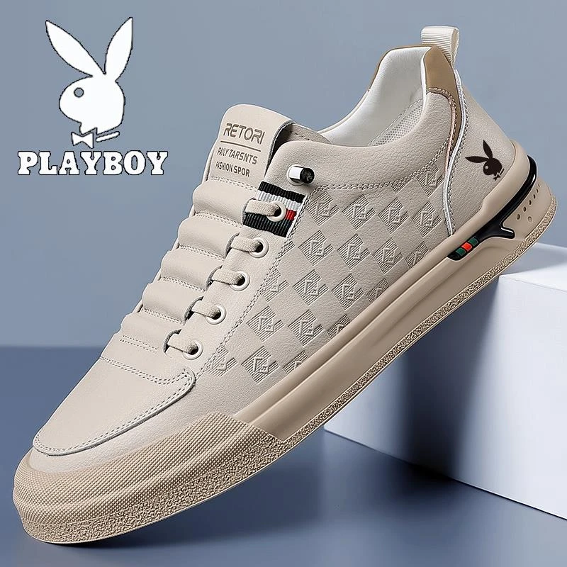 花花公子男鞋2025新款冬季休闲皮鞋男士一脚蹬防滑耐磨防滑男板鞋