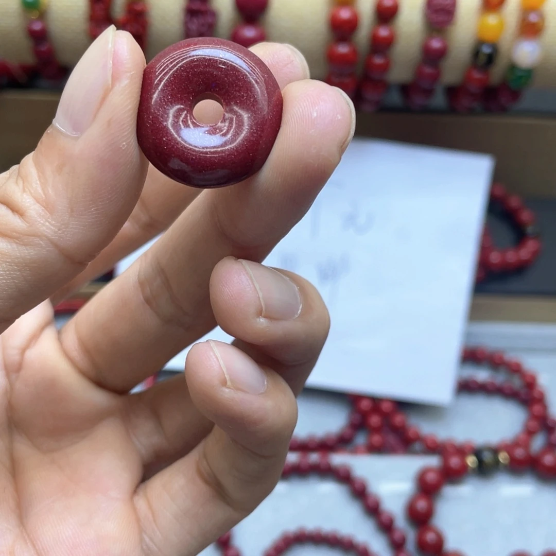 天然辰砂紫金砂平安扣