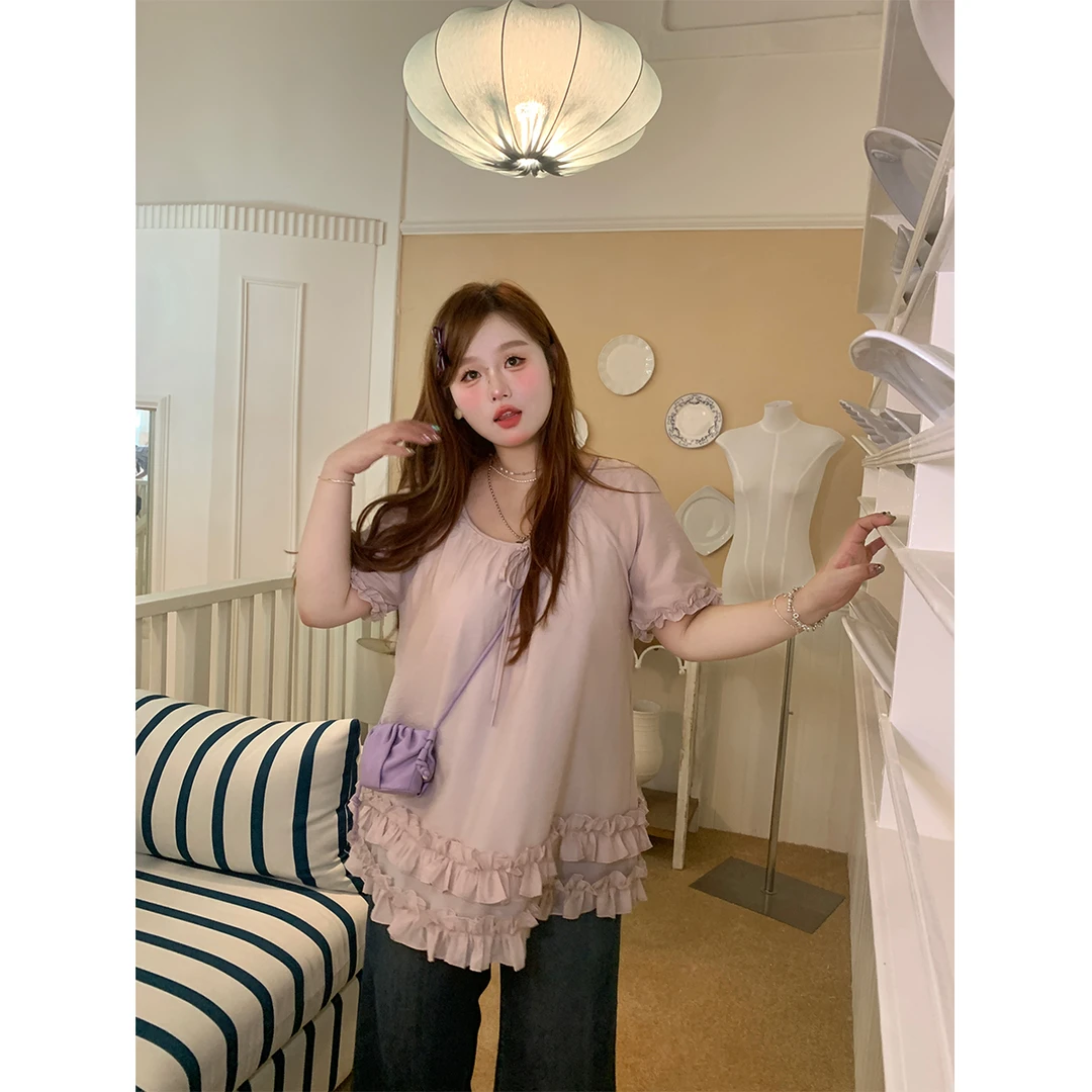 徐达布【普吉花园】大码紫色衬衣女夏季新款宽松衬衫C35511C52