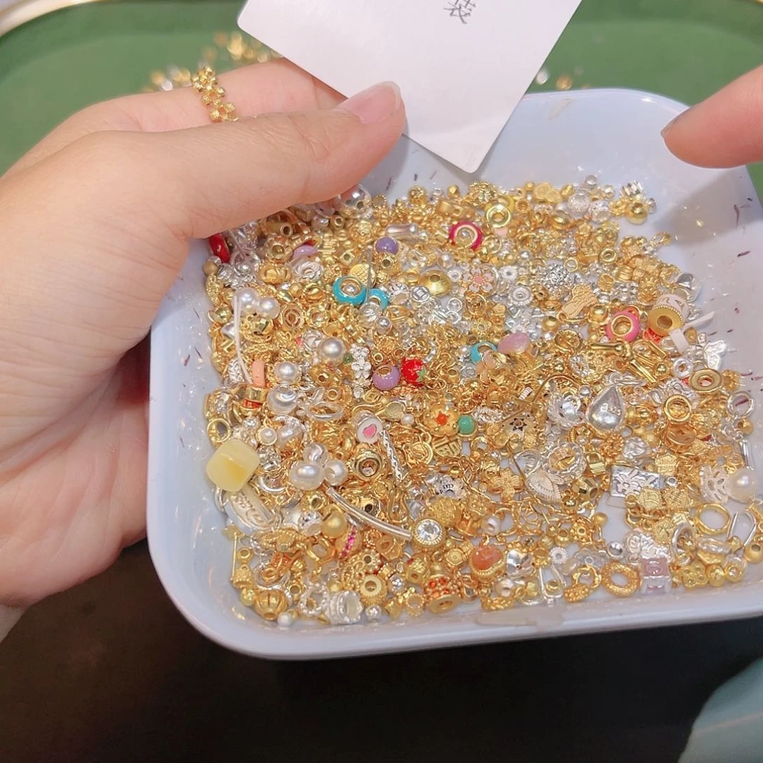 水晶珠宝半成品银S925镀金镶嵌2