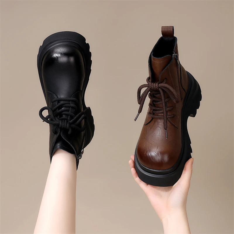 超火马丁靴女英伦风2025年秋冬新款厚底增高圆头时尚百搭流行短靴