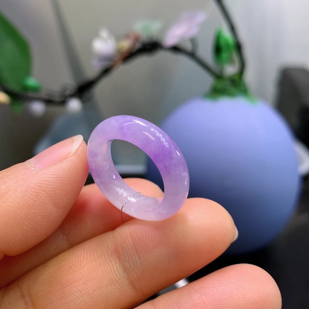 9-10圈口缅甸天然翡翠A货冰紫罗兰戒指A747#
