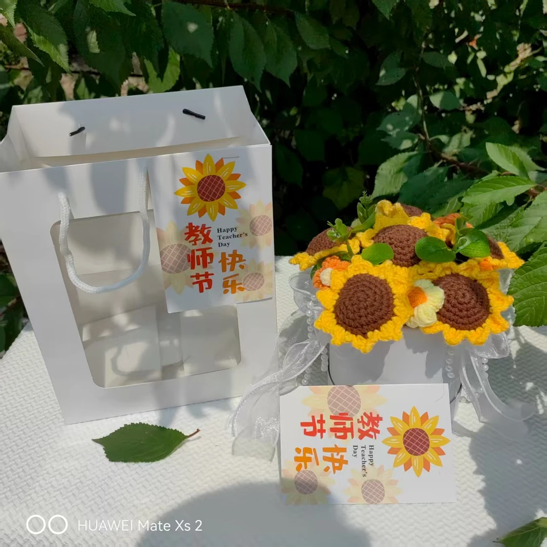 成品手工钩织毛线永生花感谢师恩教师节 创意款式礼品