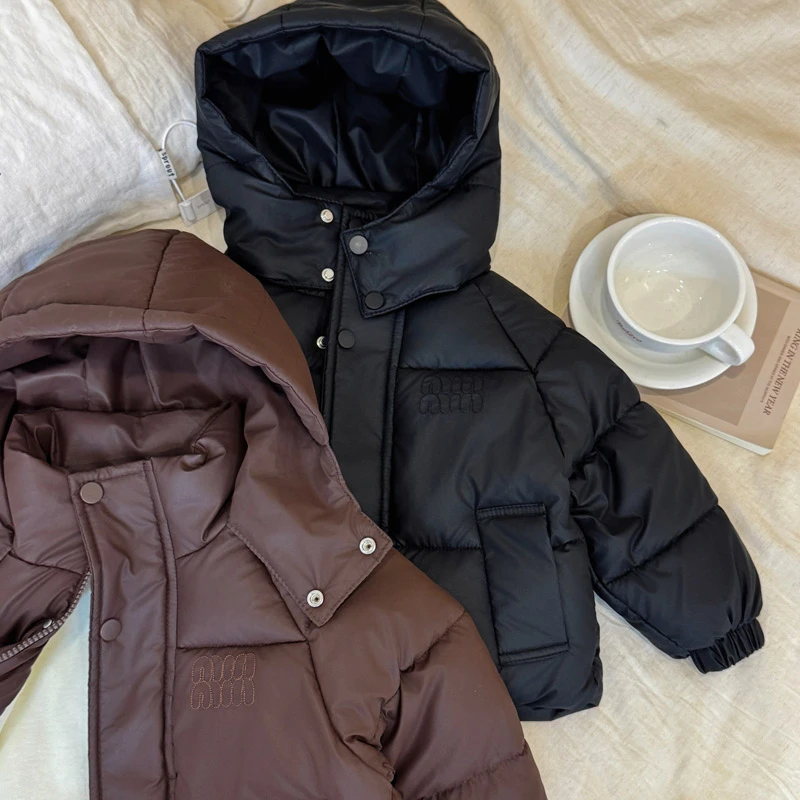 儿童棉服男童女童宝宝PU皮棉衣棉袄秋冬韩版加绒加厚小羊皮外套