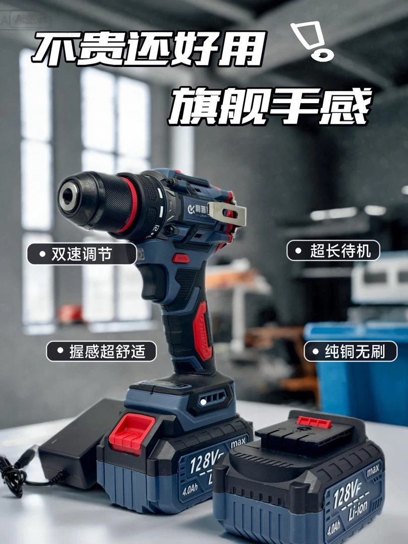 A3款专业级无刷充电手电钻大功率电动螺丝刀棘轮夹头家用多功能