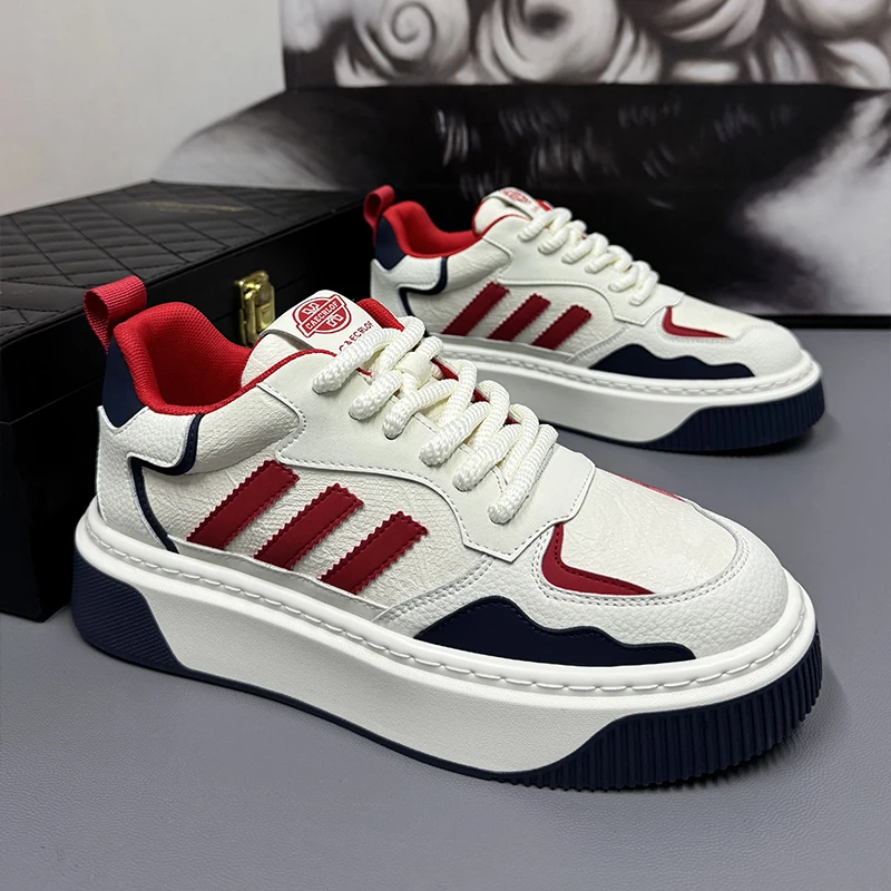 2025秋季新品运动休闲小板鞋轻便舒适透气潮鞋男爆款全皮面小白鞋