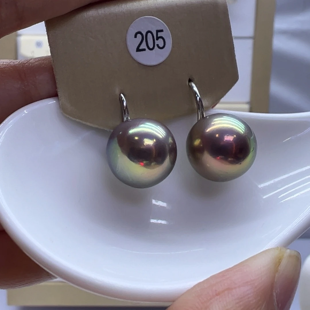 淡水珍珠银S925镶嵌耳饰