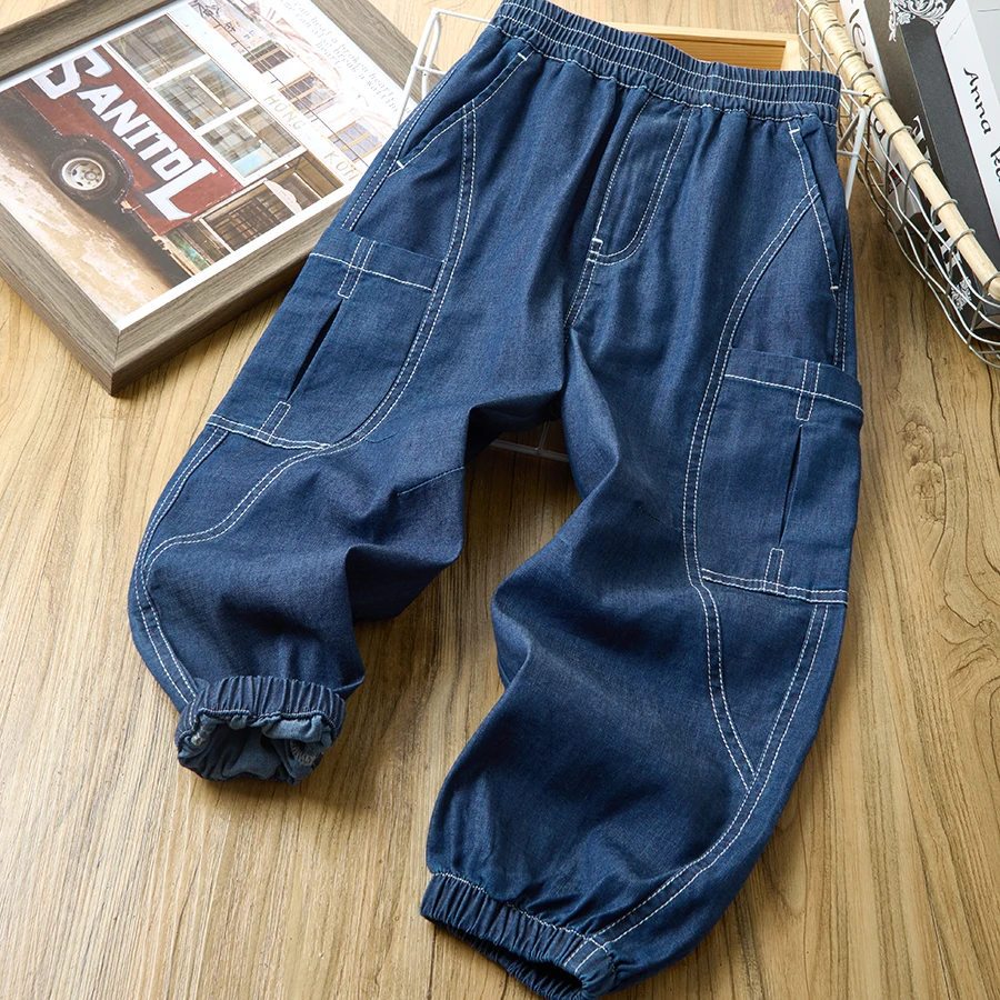 儿童牛仔休闲长裤2025夏季新款中大童休闲时尚百搭5SP95