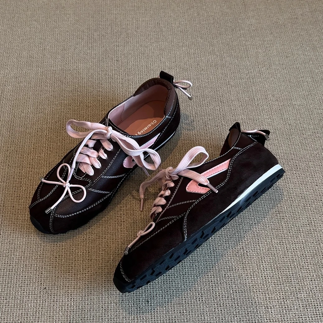 法式复古百搭时尚圆头德训鞋女秋季新款休闲内增高运动阿甘鞋