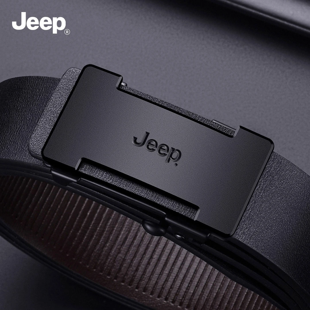 JEEP/吉普皮带男款真皮无牙内穿自动扣牛皮商务中青年腰带礼盒装