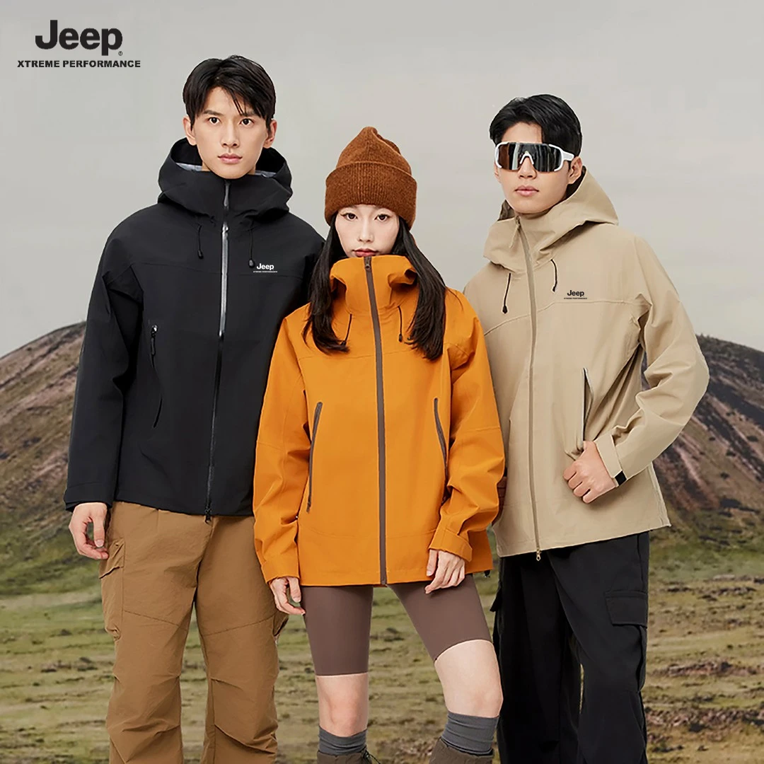JEEP/吉普山系硬壳冲锋衣男女同款情侣外套户外防风防泼水登山服