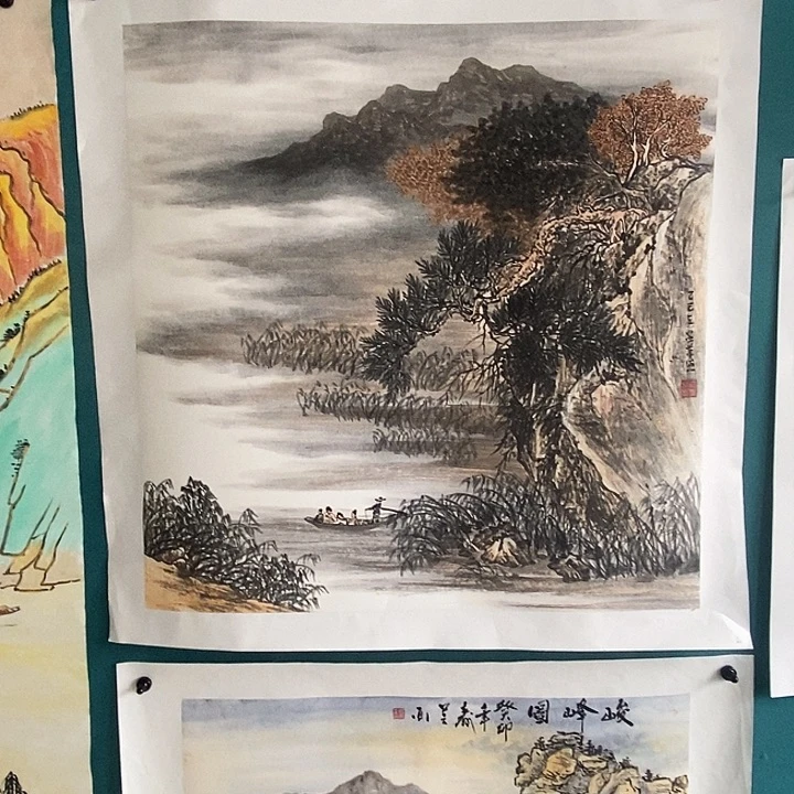 国画四尺斗方手绘山水