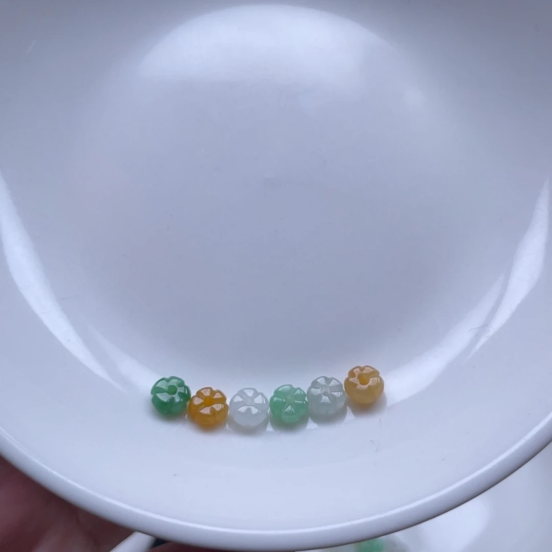 翡翠散珠冰三彩南瓜珠卡5