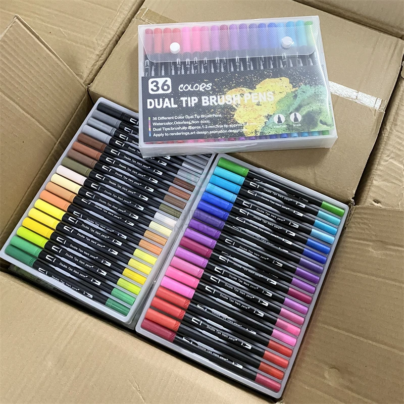 36色！双头水彩笔美术绘画专用彩色勾线笔水溶性