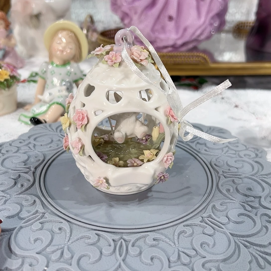 陶瓷0170骨瓷小兔子彩蛋摆件