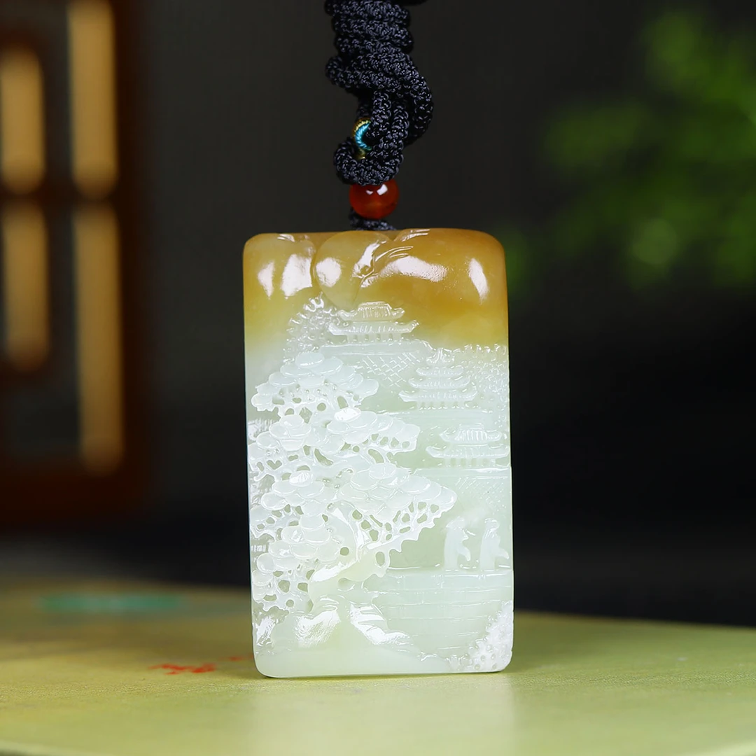 1105170和田玉且末料山水玉牌