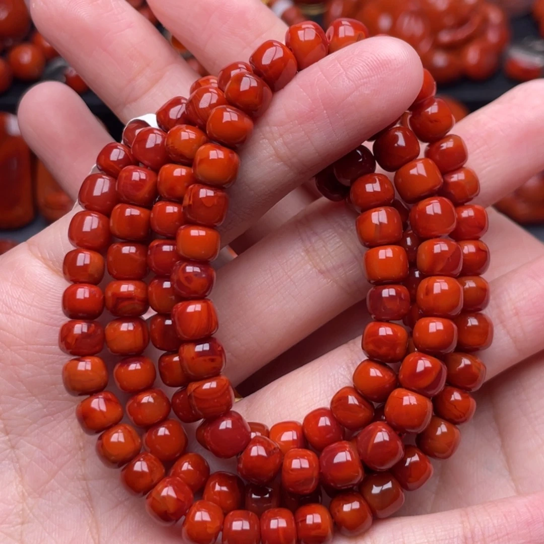南红玛瑙未镶嵌珠宝奇石多圈7mm