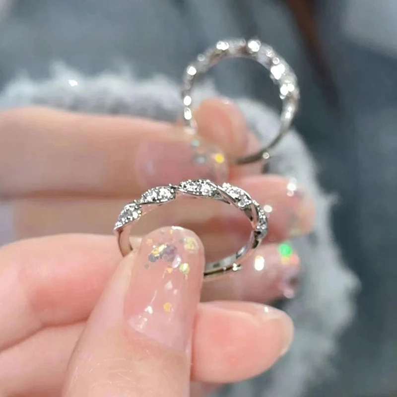 合金戒指 麻花缠绕戒指女简约食指戒素圈高级开口可调节不掉色