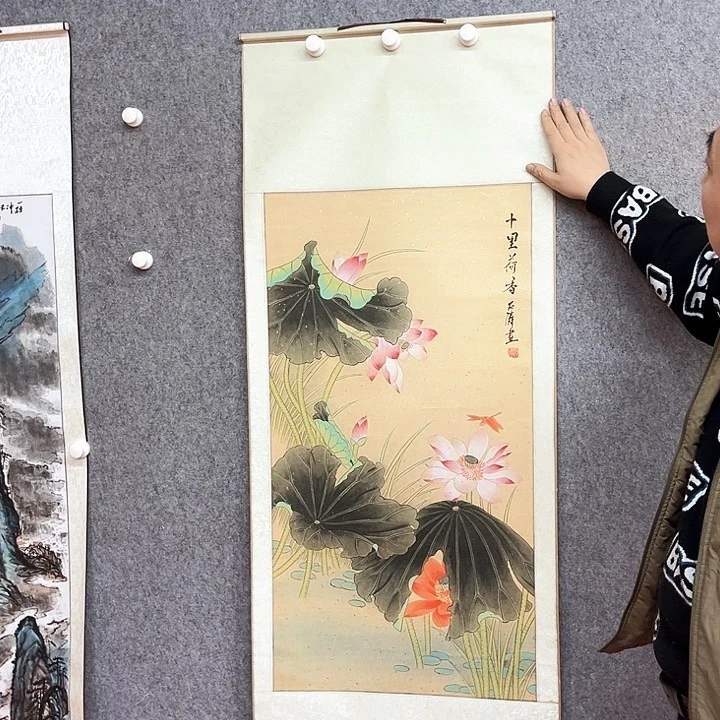 书法荷花绘画作品