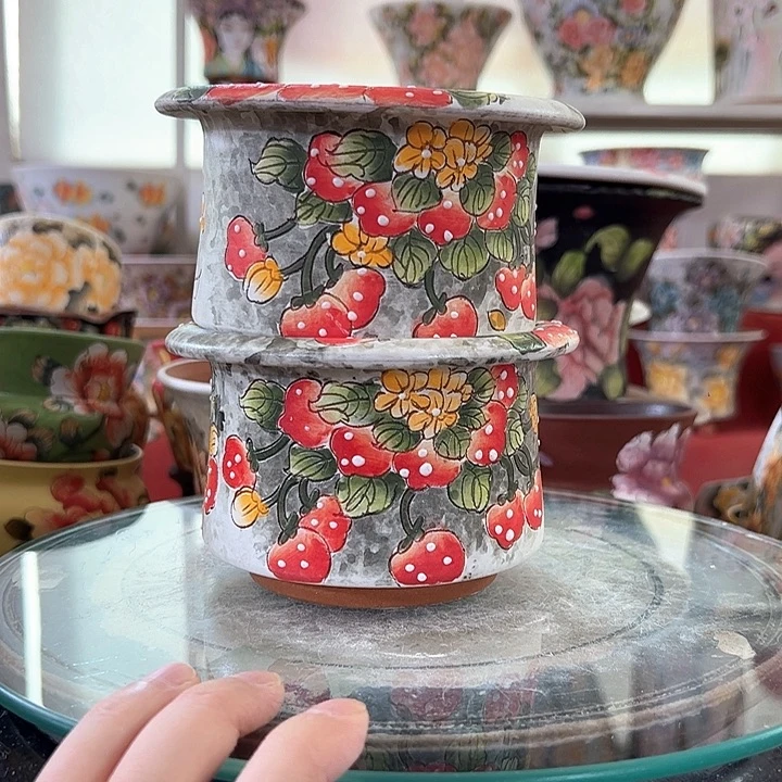 景德镇手绘花盆哈哈哈