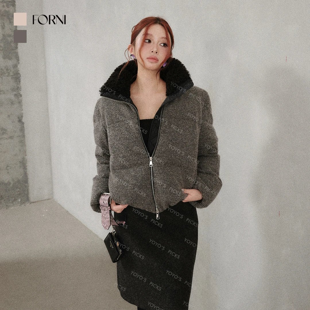 FORNI 小香羽绒 小香风90白鸭绒针织羽绒服