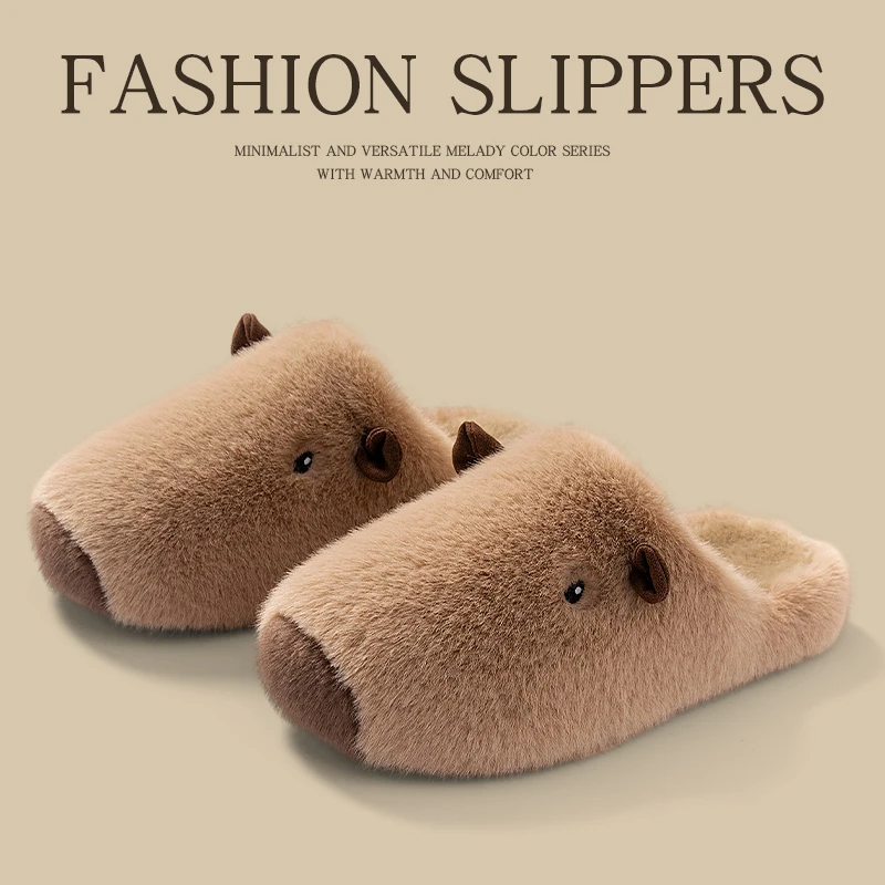 可爱棉拖鞋女款秋季2025新款毛绒卡通居家室内包头拖保暖防滑棉鞋