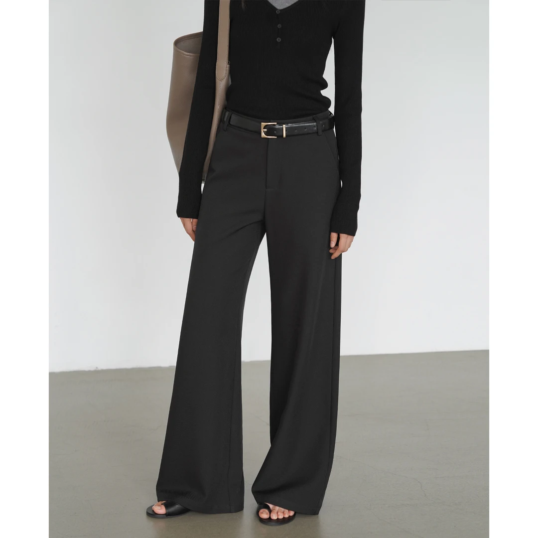 EIGHTHMONTH 黑色高腰阔腿西装裤春季显瘦百搭垂感直筒BE111745