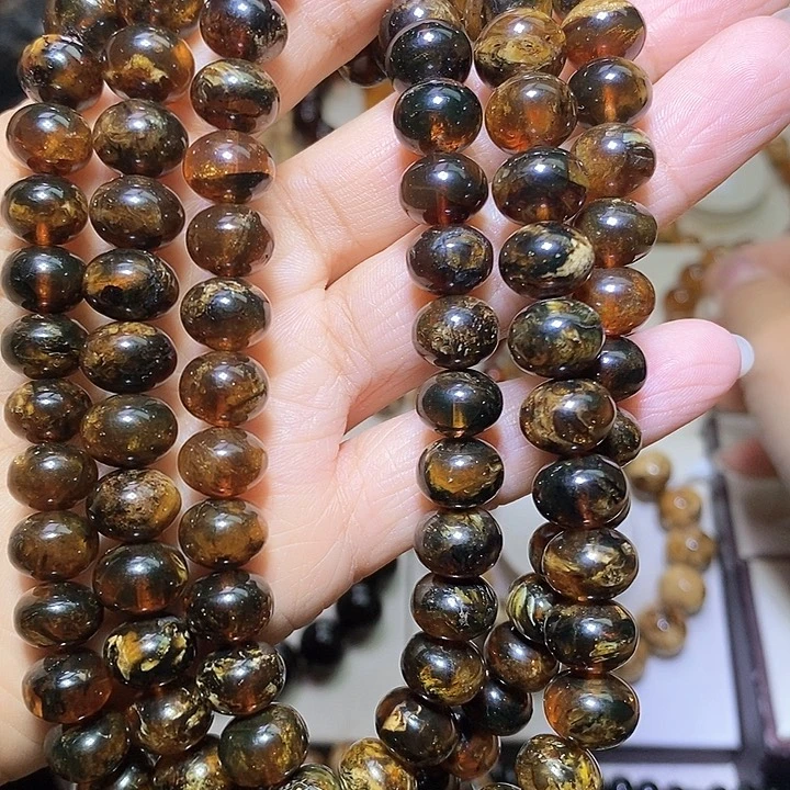 琥珀未镶嵌裸石蜡花10m