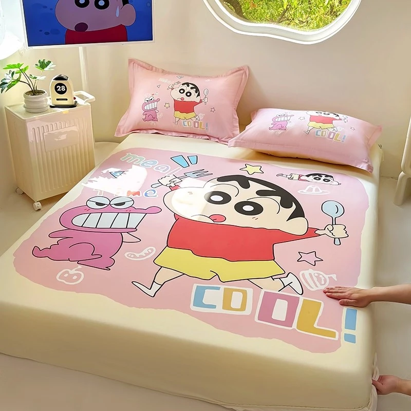 日式新款上市卡通蜡笔小新卡通床笠床套双人床垫全包保护套1.5m米