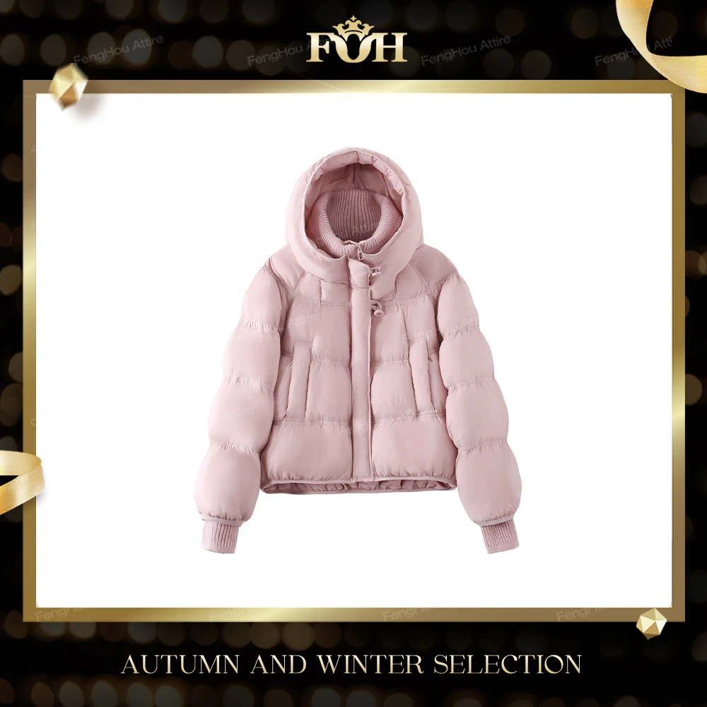 【封后轻奢设计】连帽设计泡芙短款休闲羽绒服外套7860