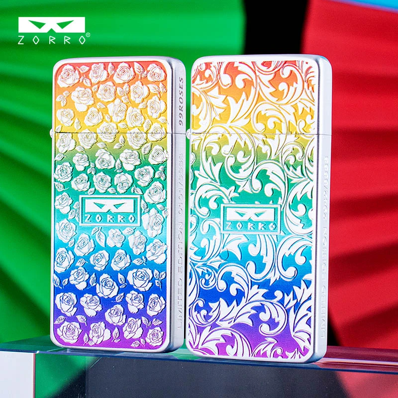 zorro二代超薄彩虹玫瑰打火机时尚个性潮流高档新年送男士礼品