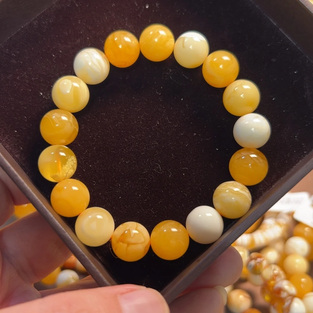 琥珀裸石未镶嵌12mm焦皮多宝手串