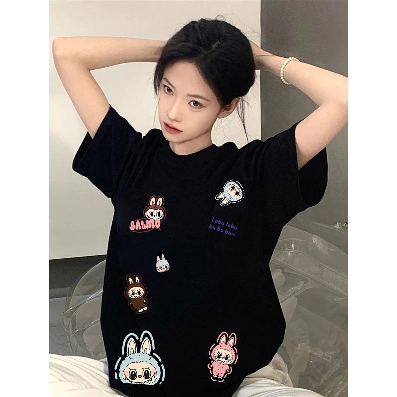 纯棉短袖夏季新款印花卡通可爱T恤女款日系网红甜美宽松百搭上衣