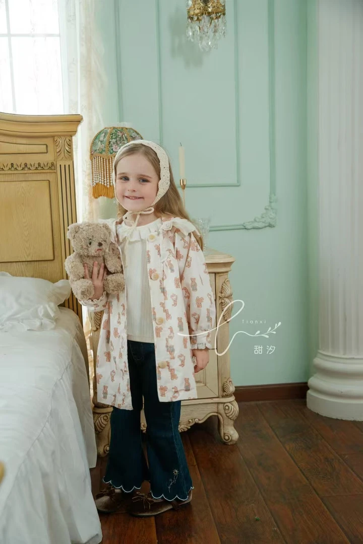 0056【甜汐-小熊帽衫风衣外套】新款女童儿童女宝