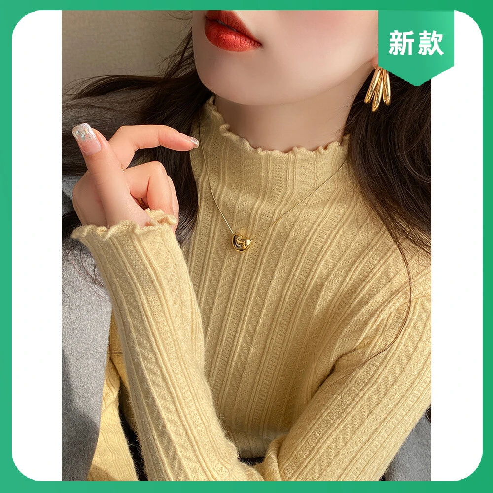 哥弟阿玛施正品半高领长袖新款内搭秋冬季毛衣针织衫白色打底衫女