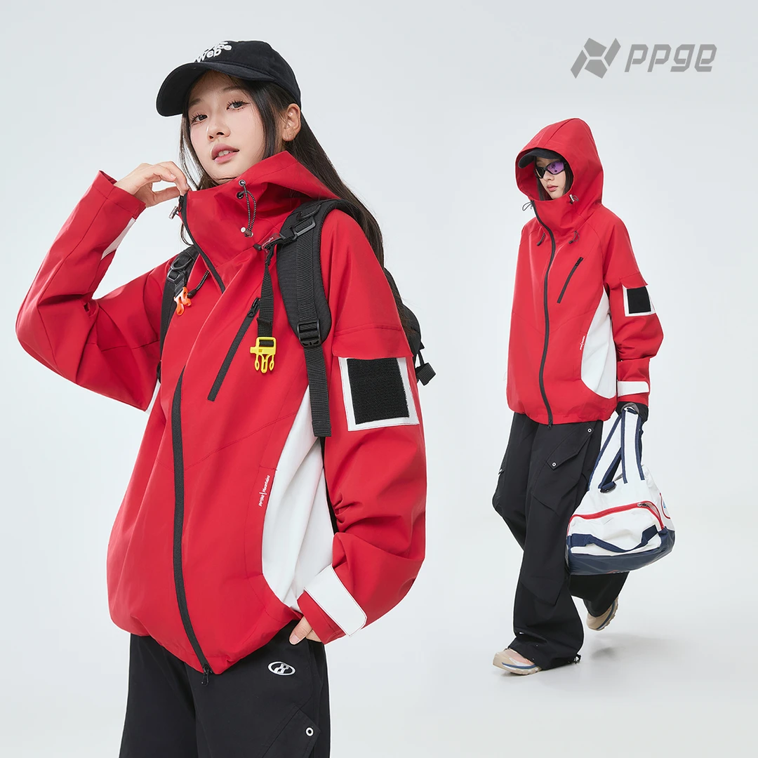 【重工解构+撞色拼接+防风防水】ppge春秋户外保暖冲锋软壳夹克外套
