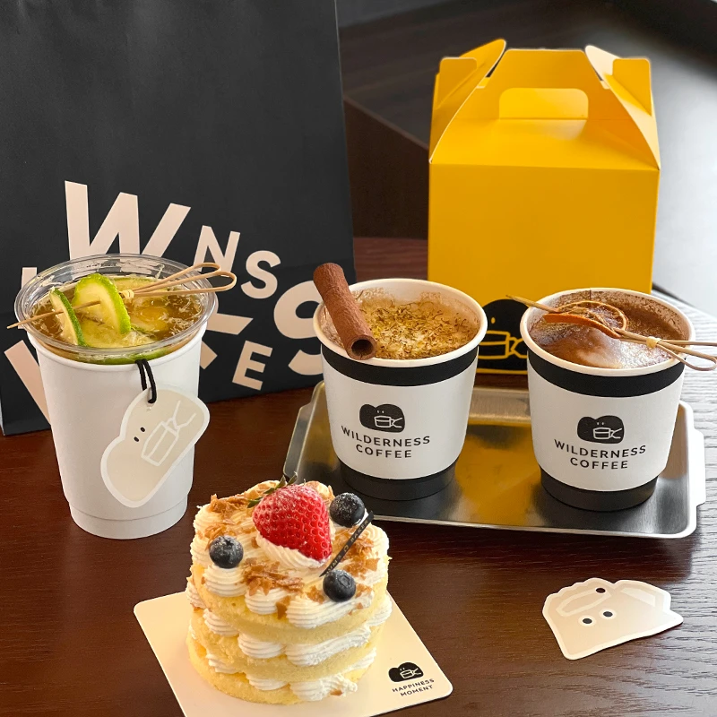 【蛋糕铲子】一次性咖啡杯子奶茶纸杯带盖商用外带打包定制logo