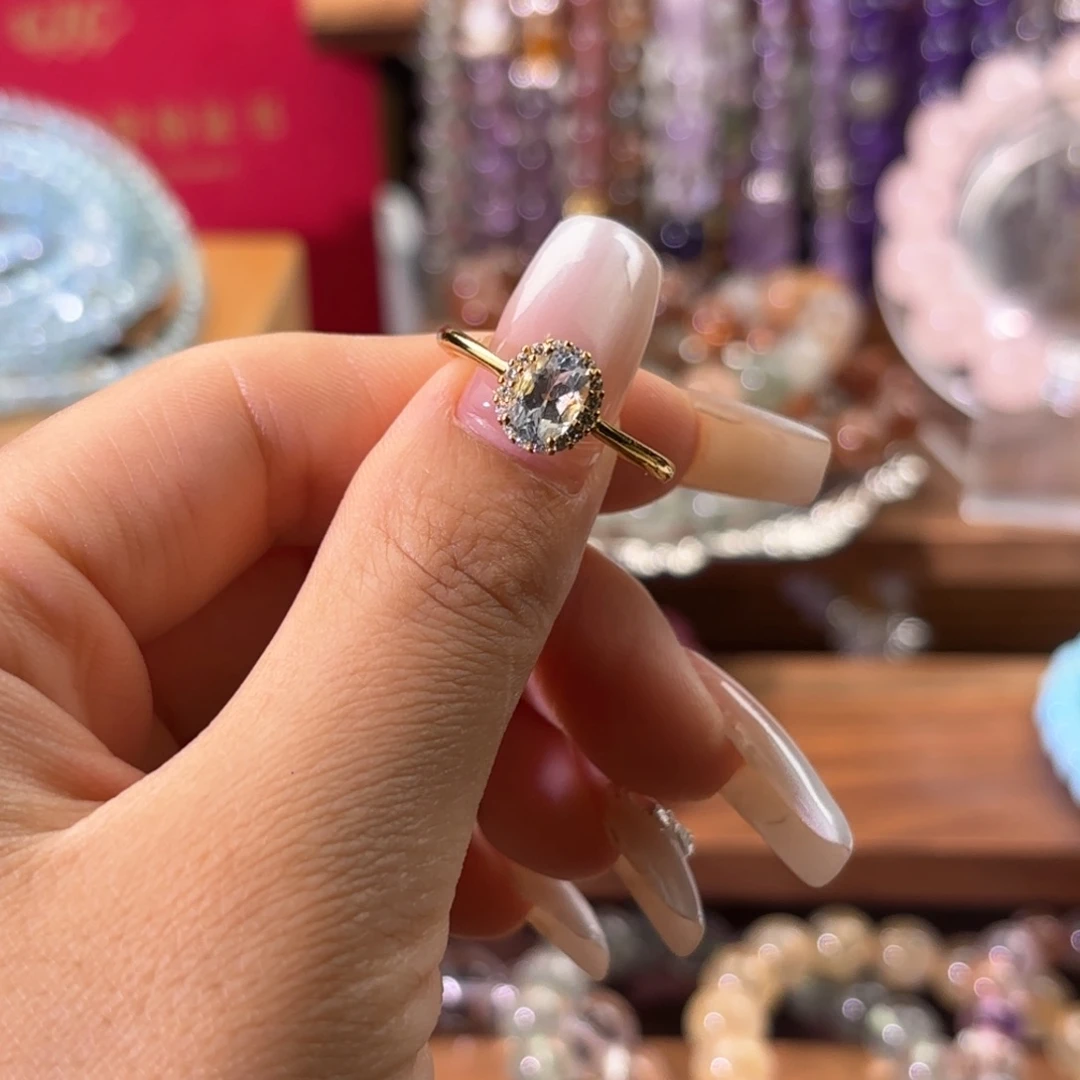 海蓝宝石戒指银S925镶嵌