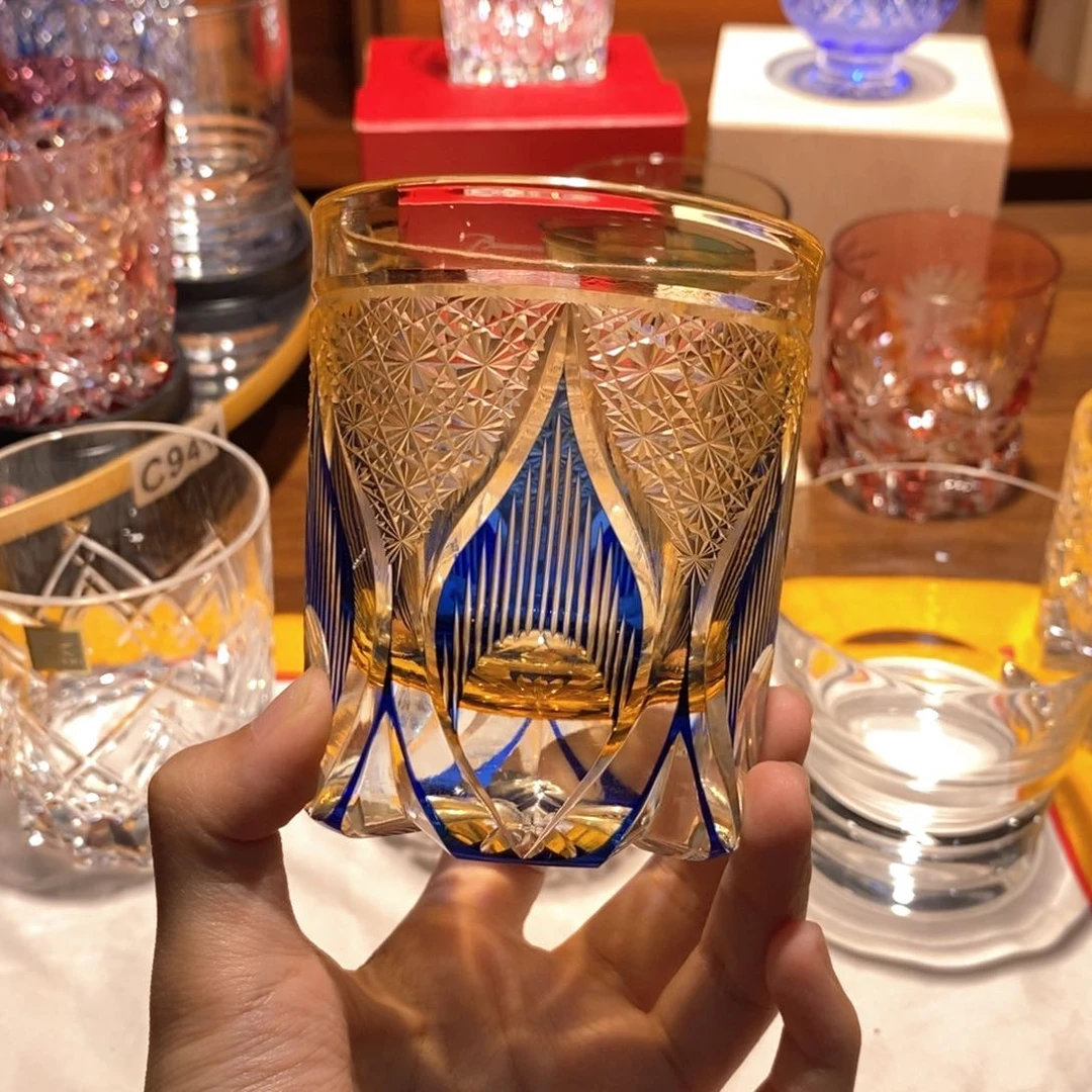 水晶玻璃吸管款蓝金火焰