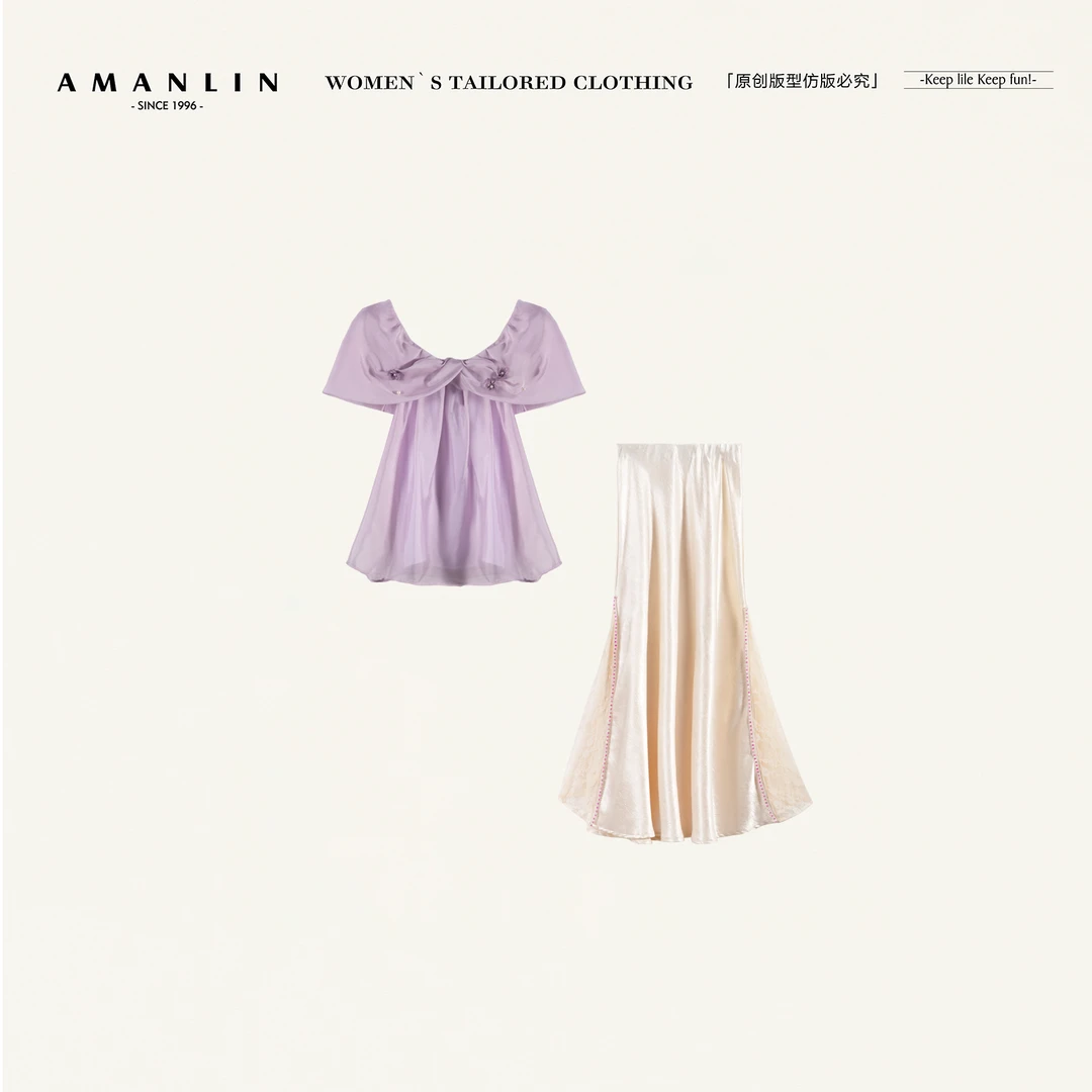 AMANLIN/阿谩琳欧若风夏季气质高级感高贵上档次套装D596992